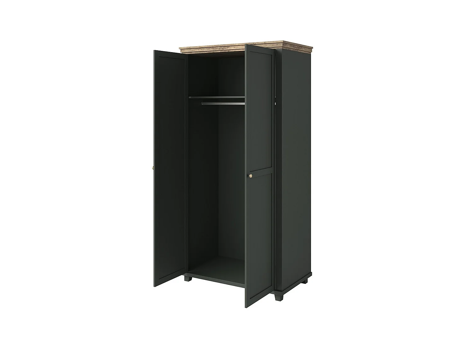 Armario 110x220 con 2 puertas. Color verde y roble. Colección ASSIA