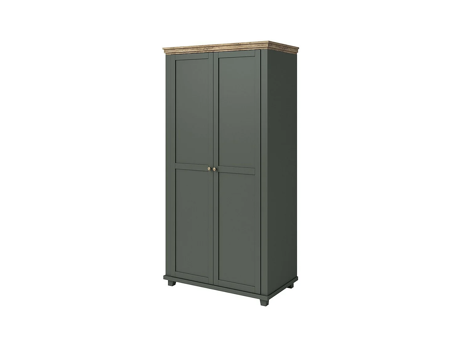 Armoire 110x220 avec 2 portes. Coloris vert et chêne. Collection ASSIA