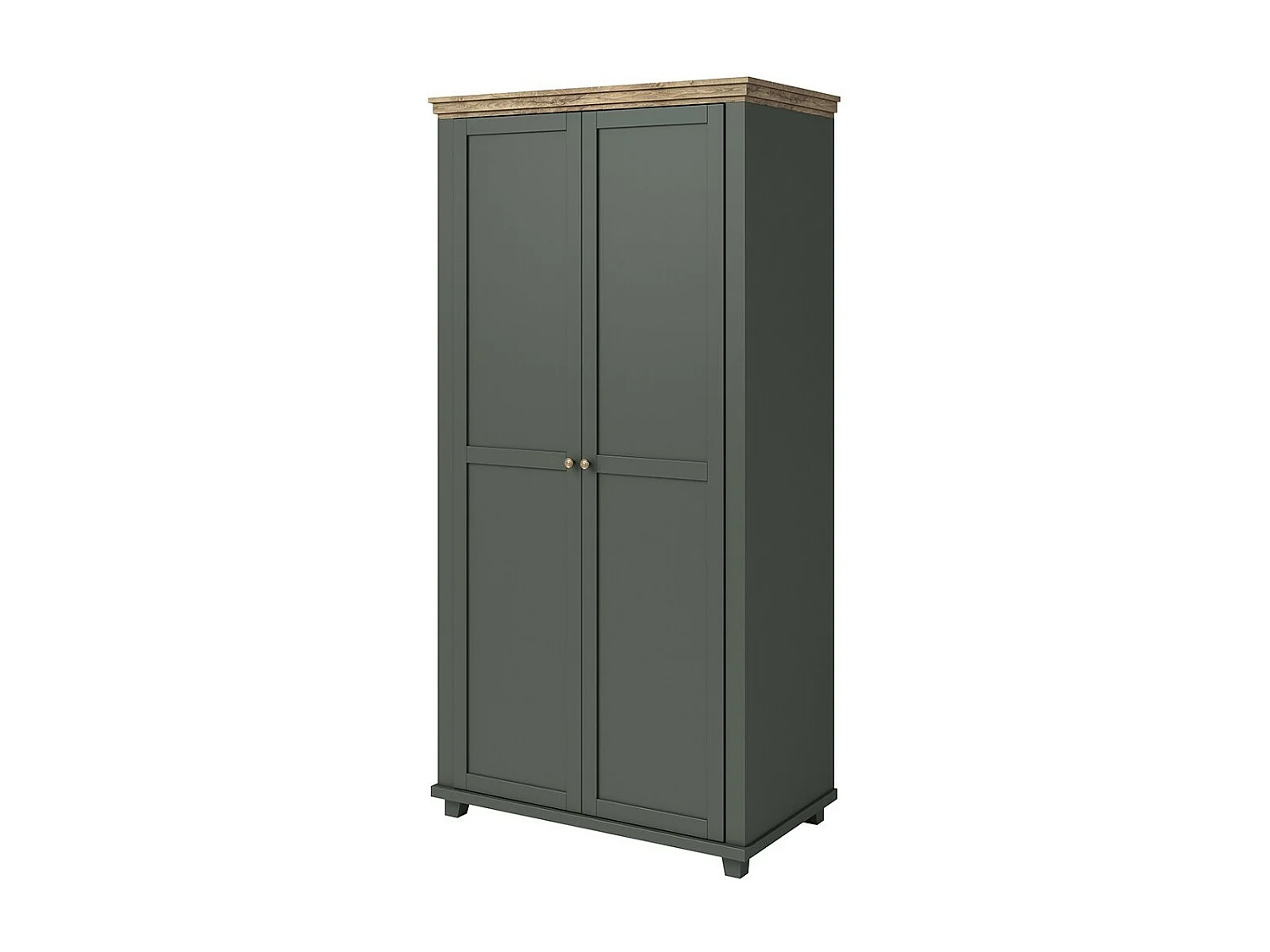 Armoire 110x220 avec 2 portes. Coloris vert et chêne. Collection ASSIA