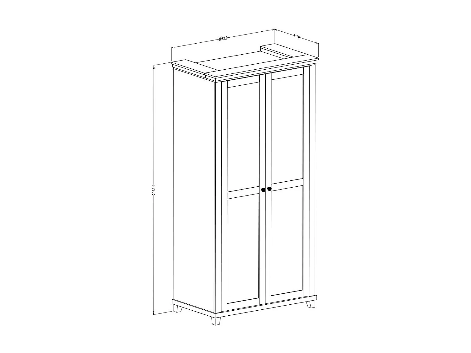 Armoire 110x220 avec 2 portes. Coloris vert et chêne. Collection ASSIA
