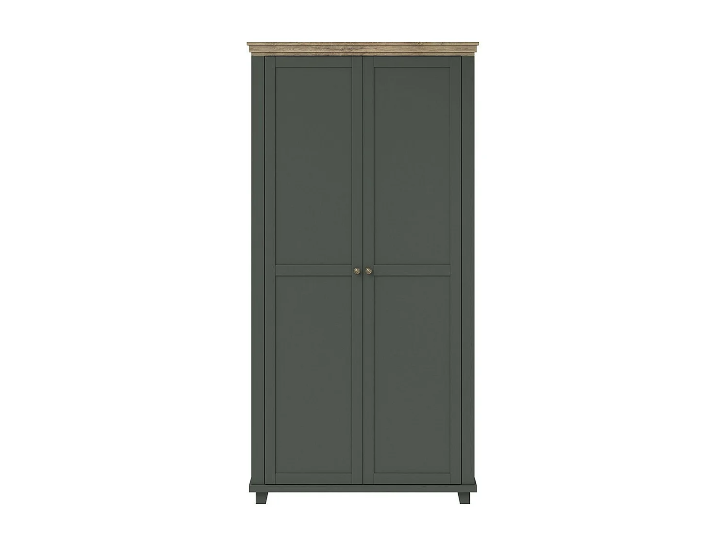Armoire 110x220 avec 2 portes. Coloris vert et chêne. Collection ASSIA