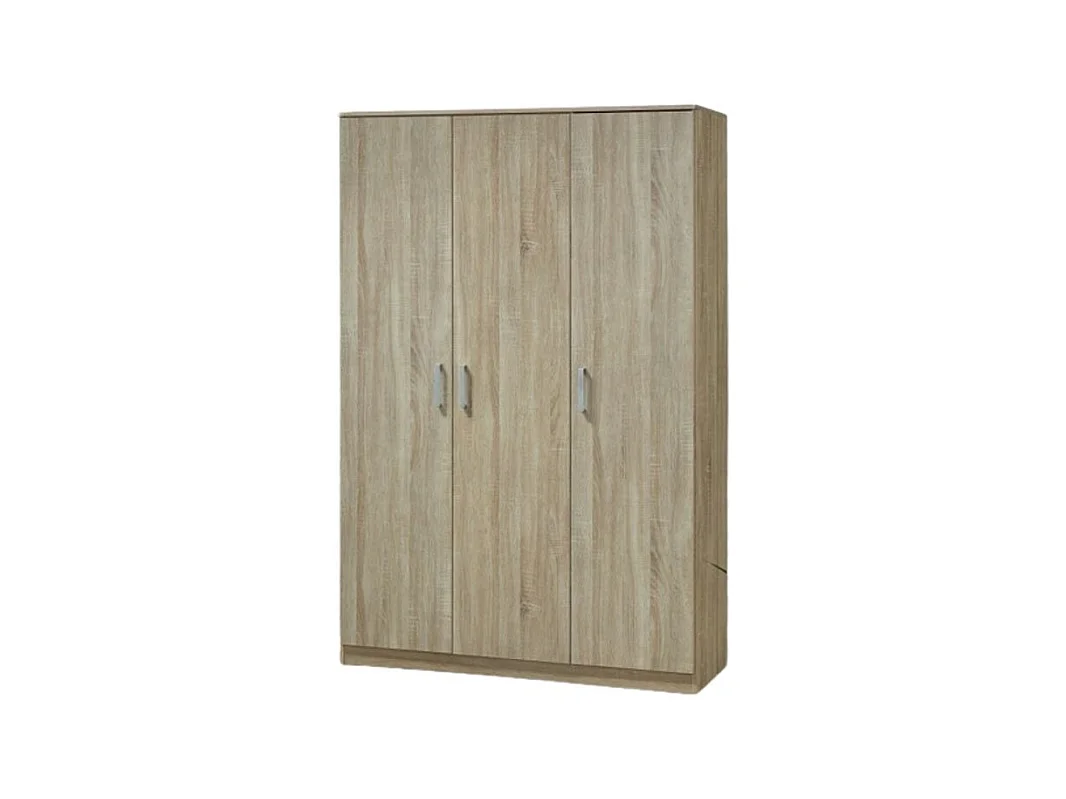 Armoire BARTIN 3 portes – Chêne clair et gris – Penderie + étagères
