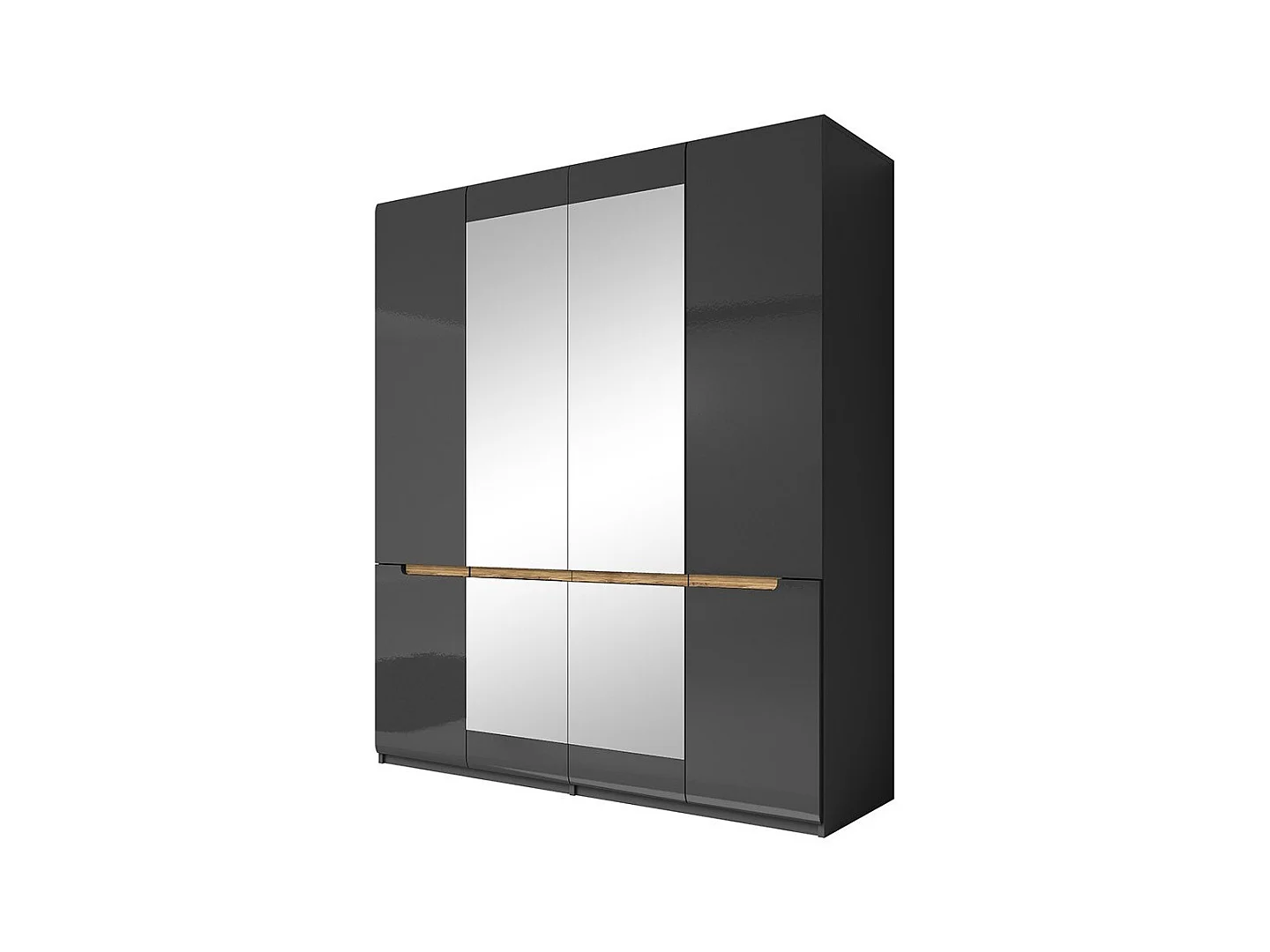 Armoire design 4 portes et 2 miroirs couleur grise finitions glossy - LUCIA