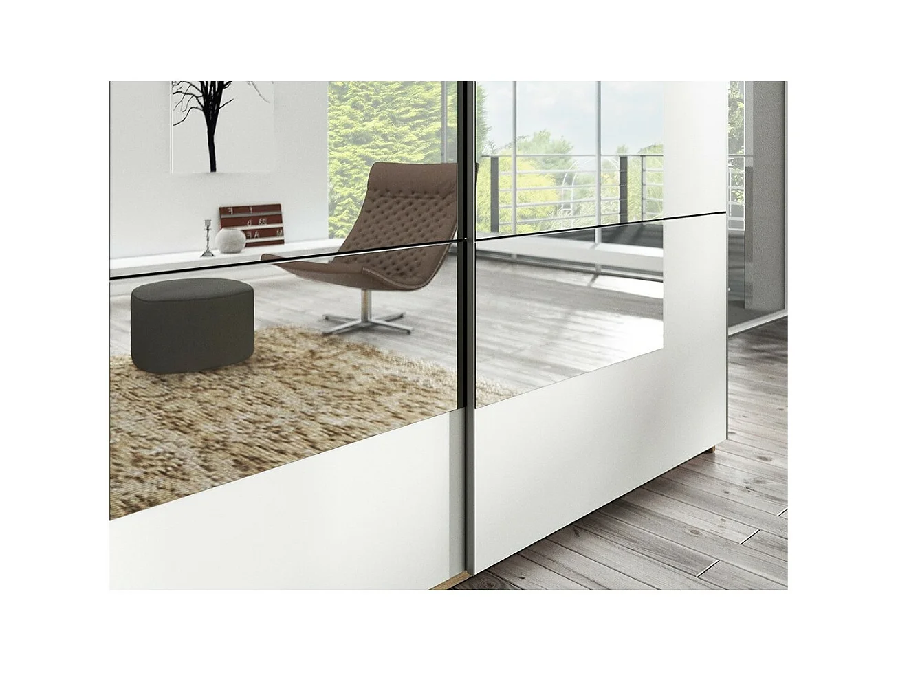 Designerschrank mit 2 Türen, 180 cm, in heller Eichenfarbe und Weiß. Kollektion EOS