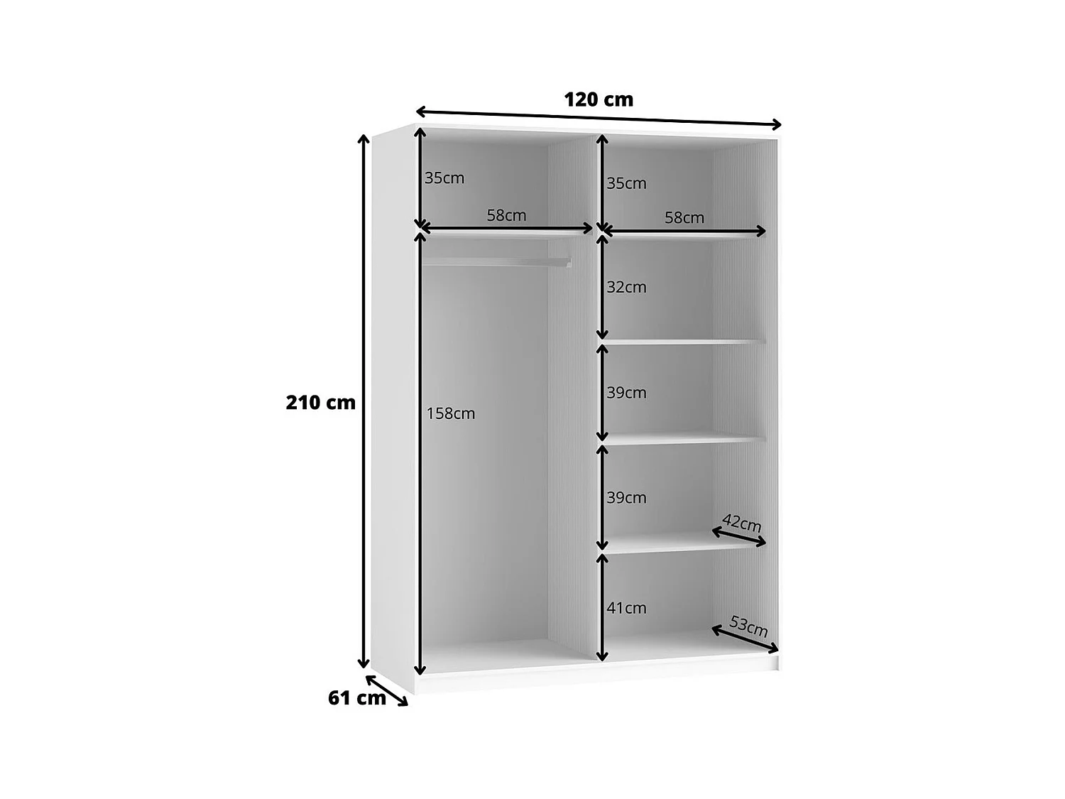 Armário design 120cm. 2 portas com espelhos moduláveis. Cor branco fosco. Coleção EOS.