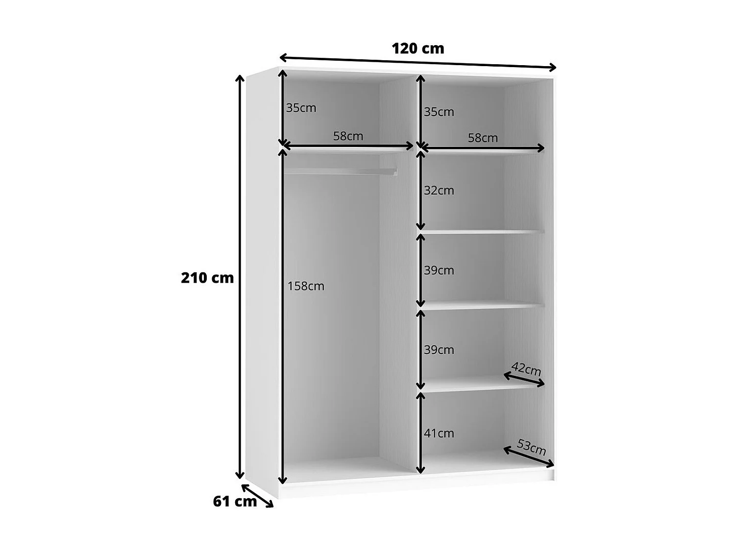 Armário design 120cm. 2 portas com espelhos moduláveis. Cor branco fosco. Coleção EOS.
