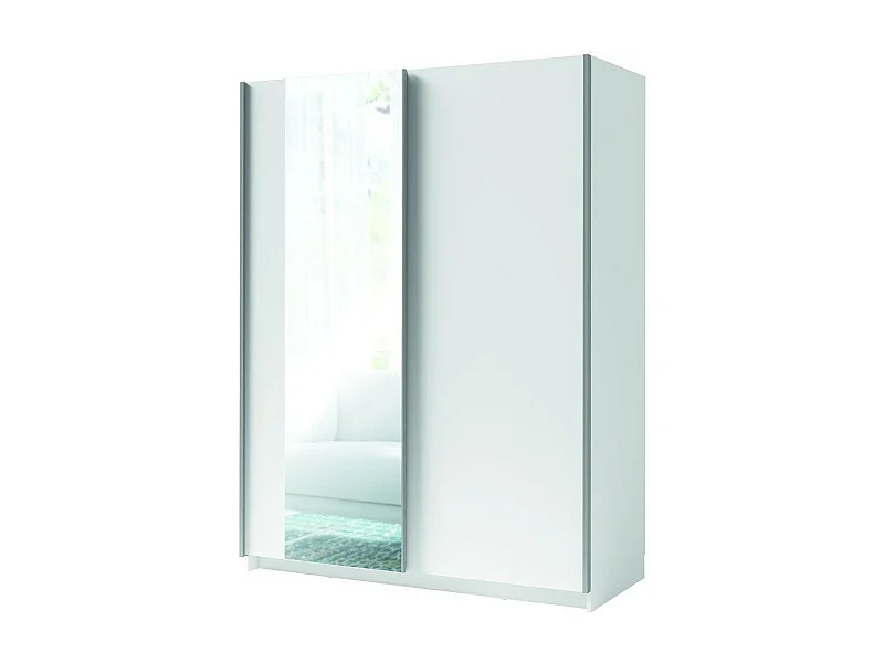 Armario GOZU de 2 puertas correderas con espejo - Color Blanco - 180 x 198 x 62 cm