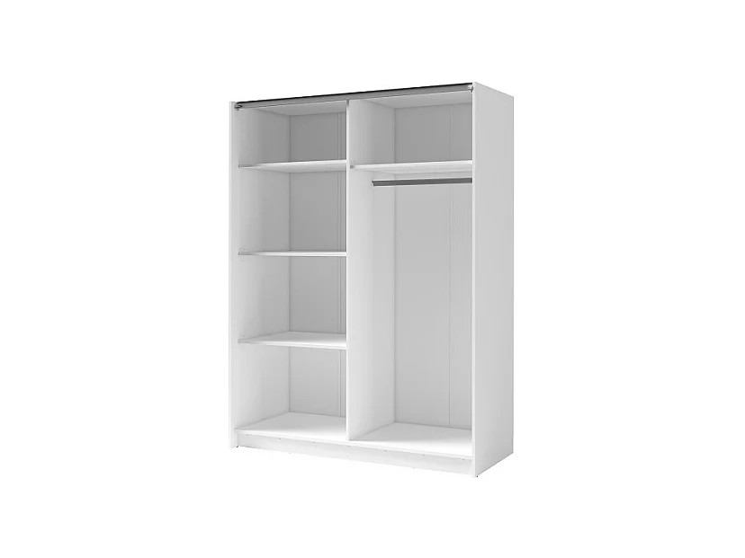 Kledingkast GOZU met 2 schuifdeuren en spiegel - Wit - 180 x 198 x 62 cm