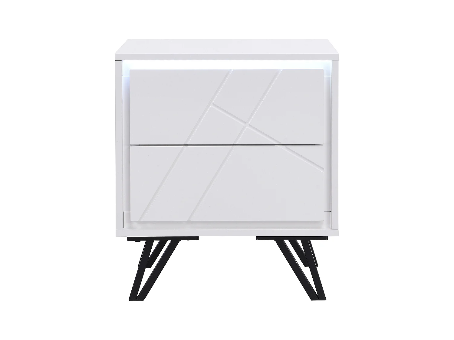 Nachtkastje met 2 lades - Met ledverlichting - Mdf - Wit gelakt - SALIANO