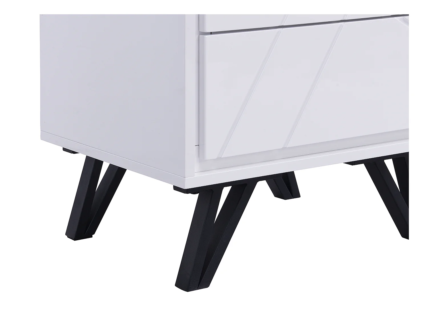 Nachttisch mit 2 Schubladen & LED-Beleuchtung aus MDF - Weiß lackiert - SALIANO