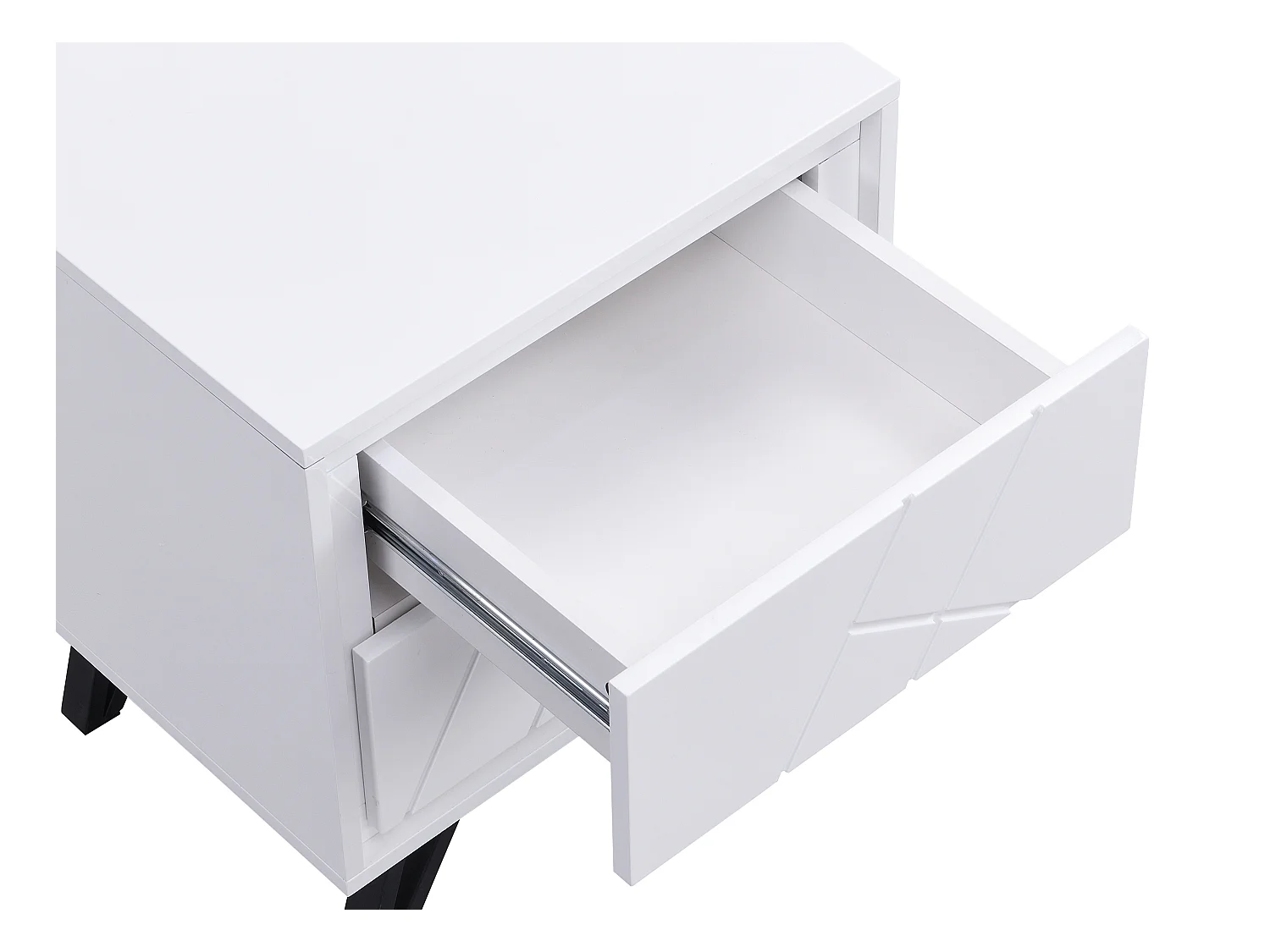 Nachttisch mit 2 Schubladen & LED-Beleuchtung aus MDF - Weiß lackiert - SALIANO