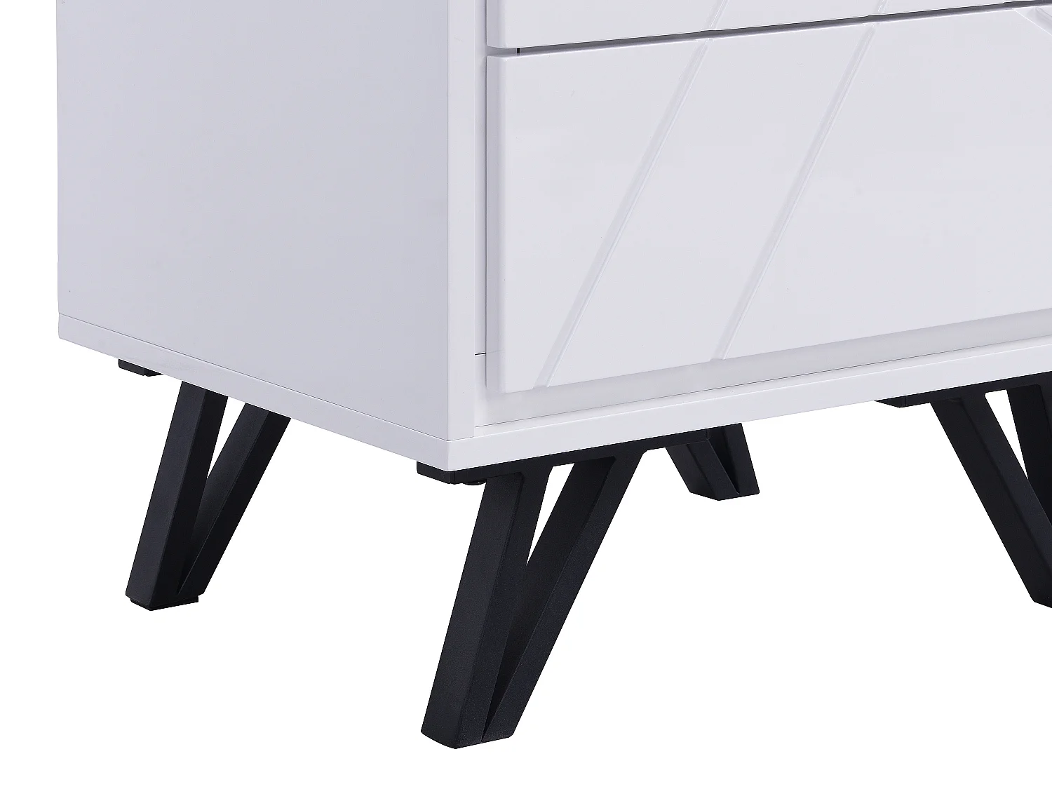 Mesa de cabeceira 2 gavetas com LEDs, MDF lacado a branco - SALIANO