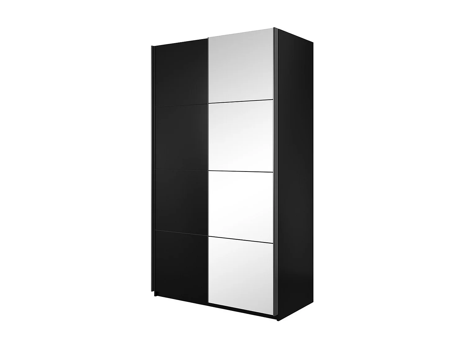 Armadio design 120cm. 2 porte con specchi modulari. Colore nero opaco. Collezione EOS.