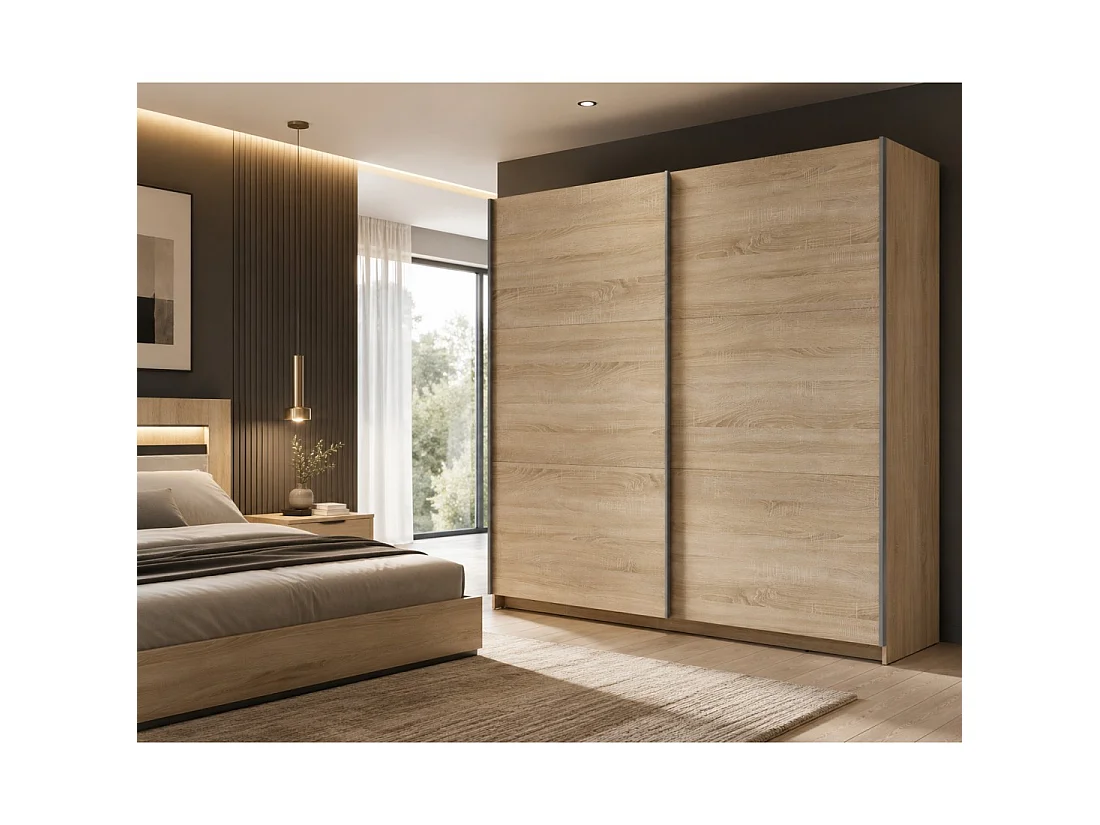 Kledingkast, garderobe 200 cm 2 schuifdeuren - sonoma eik - Collectie ARSALA