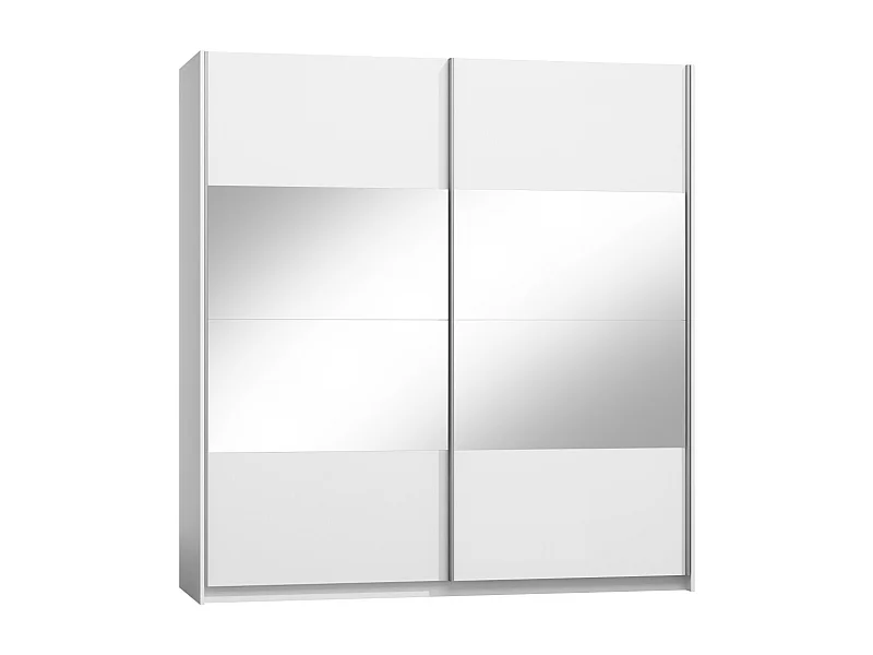 Armadio design con due porte scorrevoli VERONA. Specchi inclusi. Colori bianco alpino, finiture lucide.