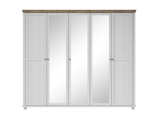 vente unique Armoire 250x220 avec 5 portes. Coloris blanc et chêne. Collection ASSIA