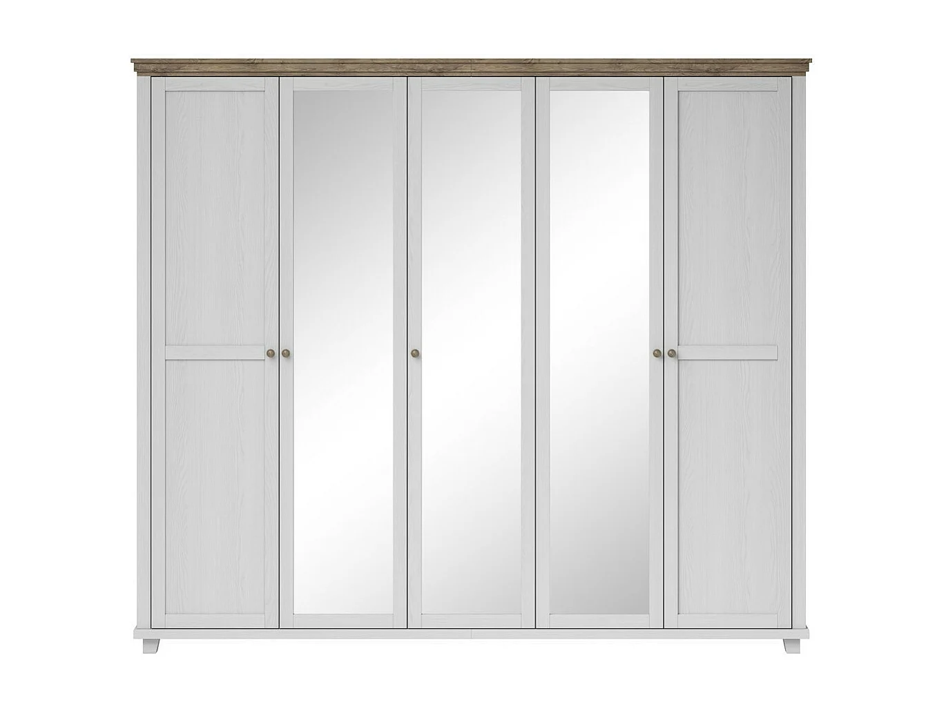 Armoire 250x220 avec 5 portes. Coloris blanc et chêne. Collection ASSIA