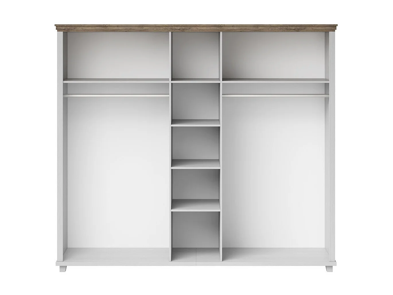 Armoire 250x220 avec 5 portes. Coloris blanc et chêne. Collection ASSIA