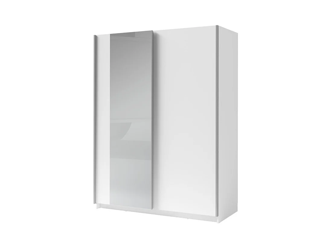 Armadio GOZU a 2 porte scorrevoli con specchio - Colore Bianco - 150 x 198 x 62 cm