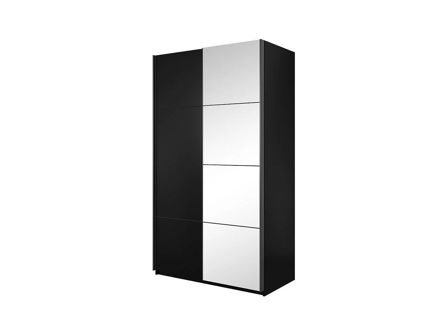 Armoire design 150cm. 2 portes avec miroirs modulables. Couleur noir mat. Collection EOS