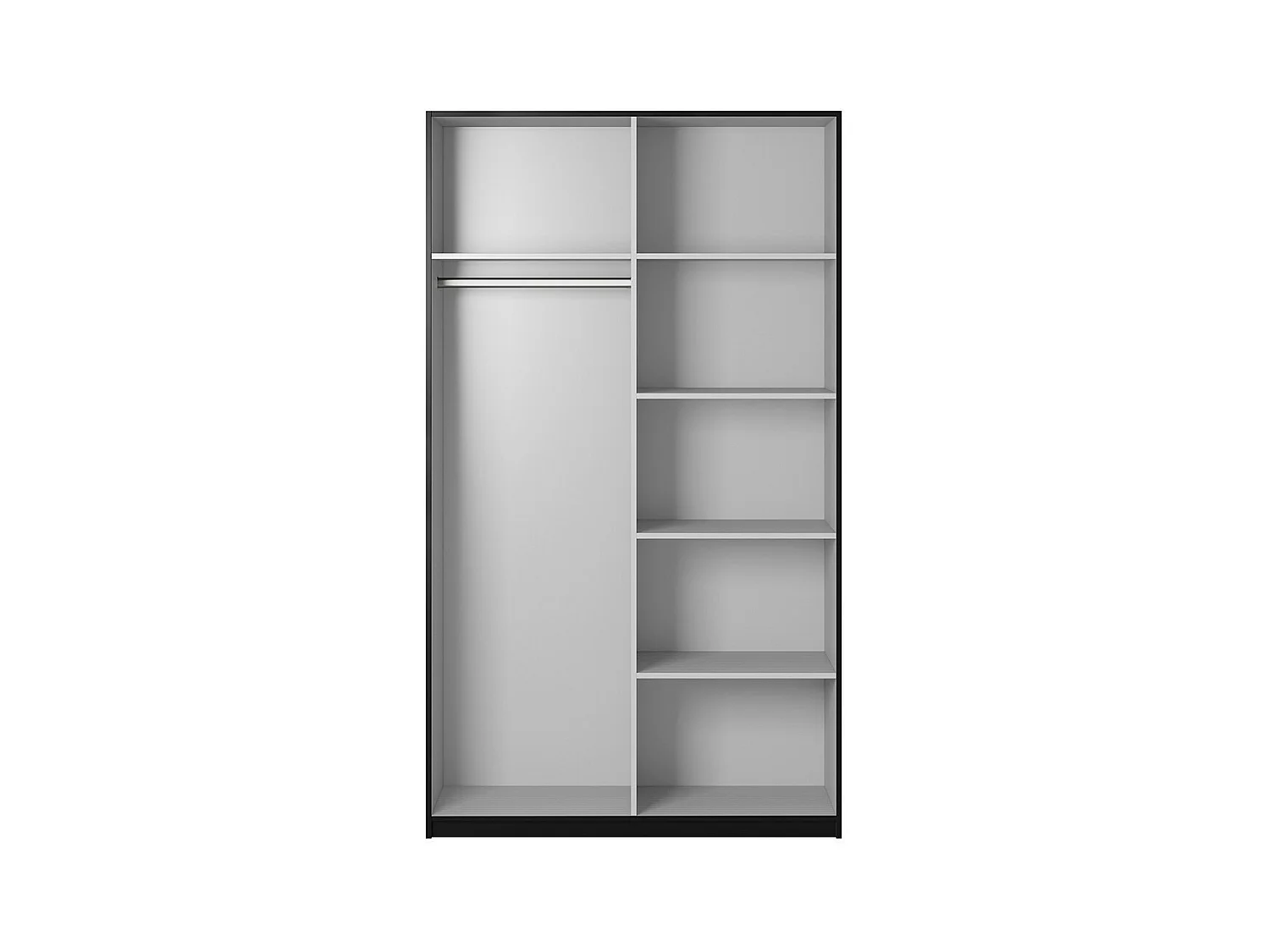 Armoire design 150cm. 2 portes avec miroirs modulables. Couleur noir mat. Collection EOS