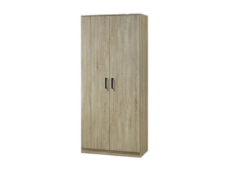 Armoire DALAMAN 2 portes – Chêne clair – Penderie + étagères – Style scandinave