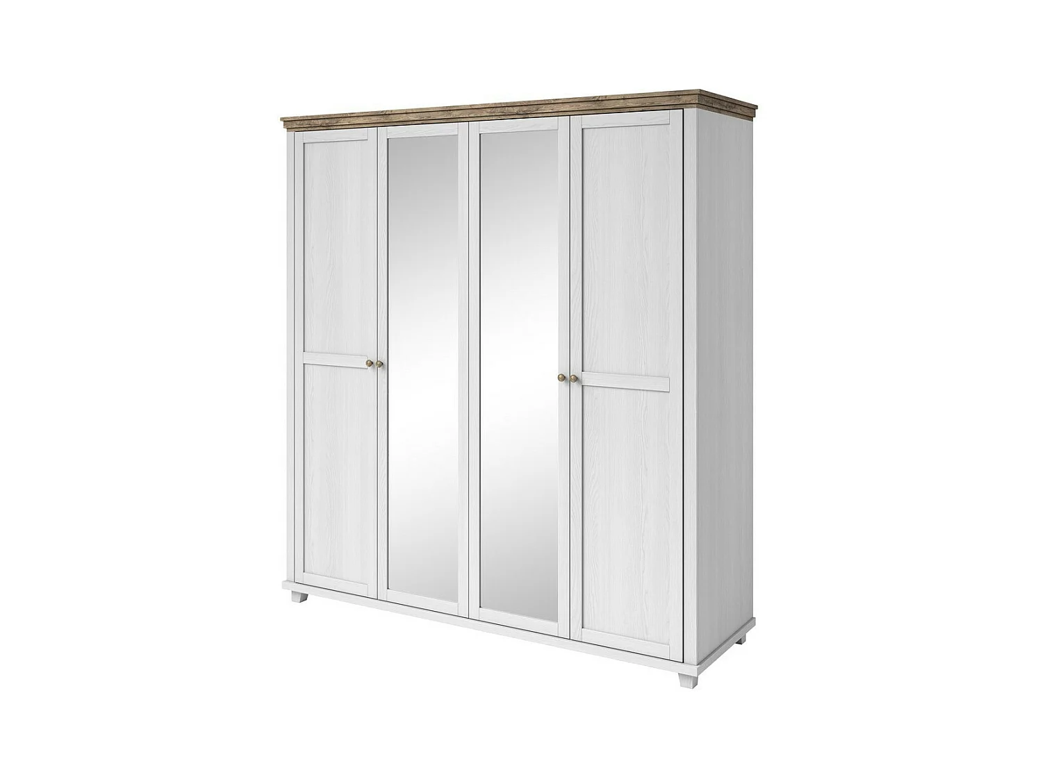 Armario 200x220 con 4 puertas. Color blanco y roble. Colección ASSIA.