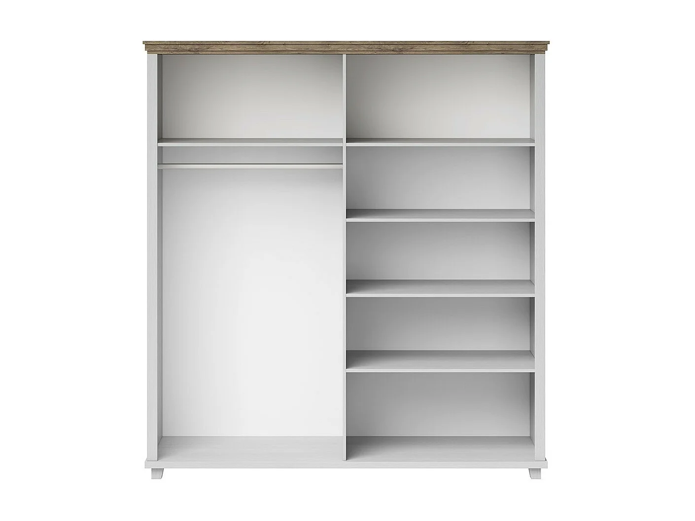 Armário 200x220 com 4 portas. Cores branco e carvalho. Coleção ASSIA