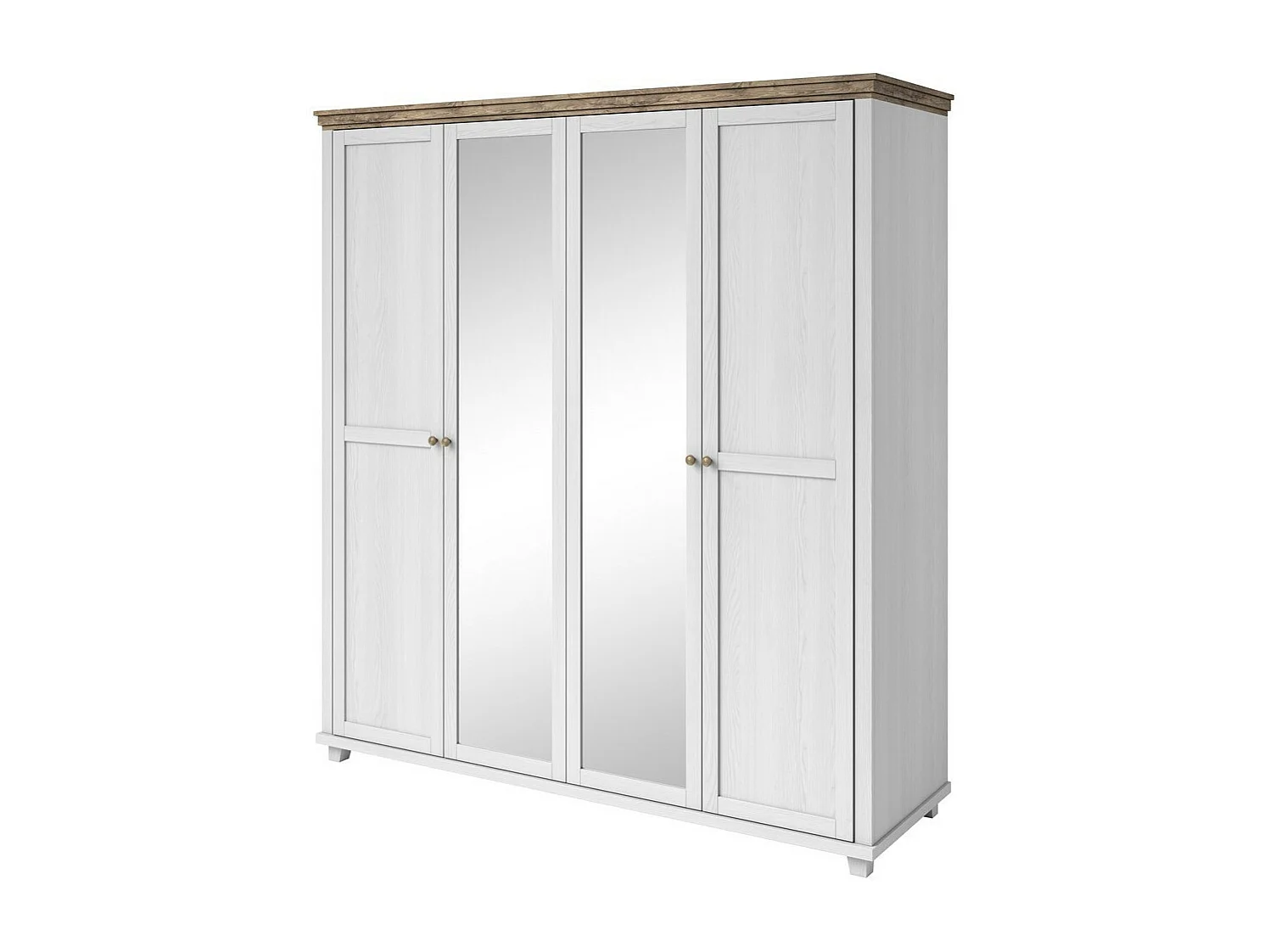 Armário 200x220 com 4 portas. Cores branco e carvalho. Coleção ASSIA