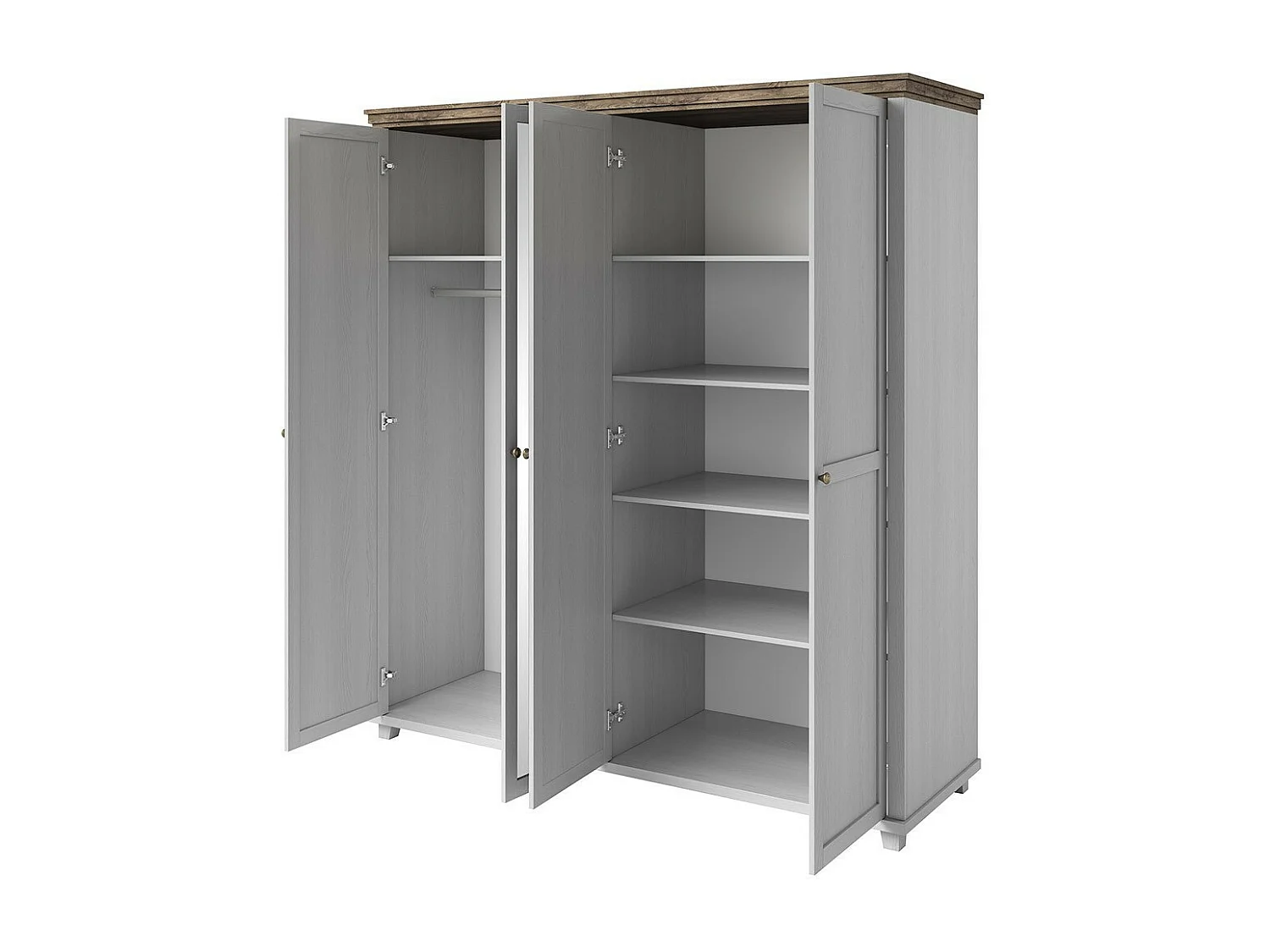 Kast 200x220 met 4 deuren. Kleuren wit en eiken. Collectie ASSIA