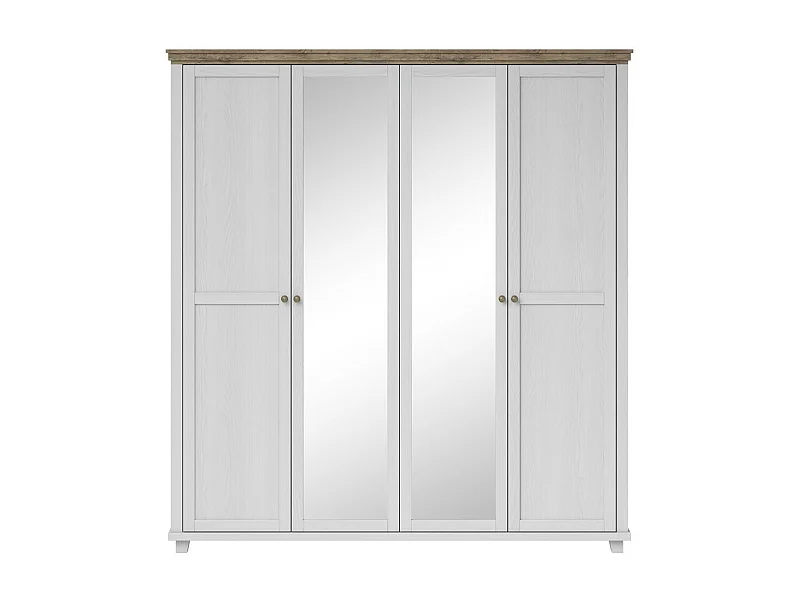 Armario 200x220 con 4 puertas. Color blanco y roble. Colección ASSIA.
