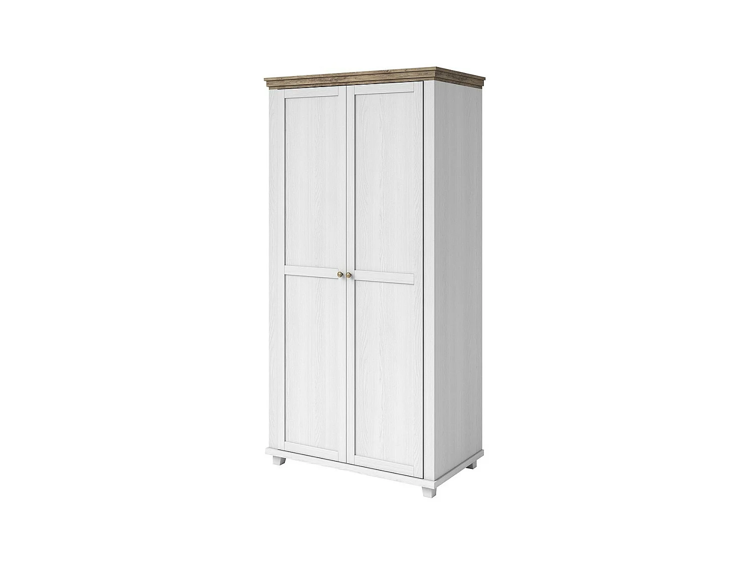 Armoire 110x220 avec 2 portes. Coloris blanc et chêne. Collection ASSIA