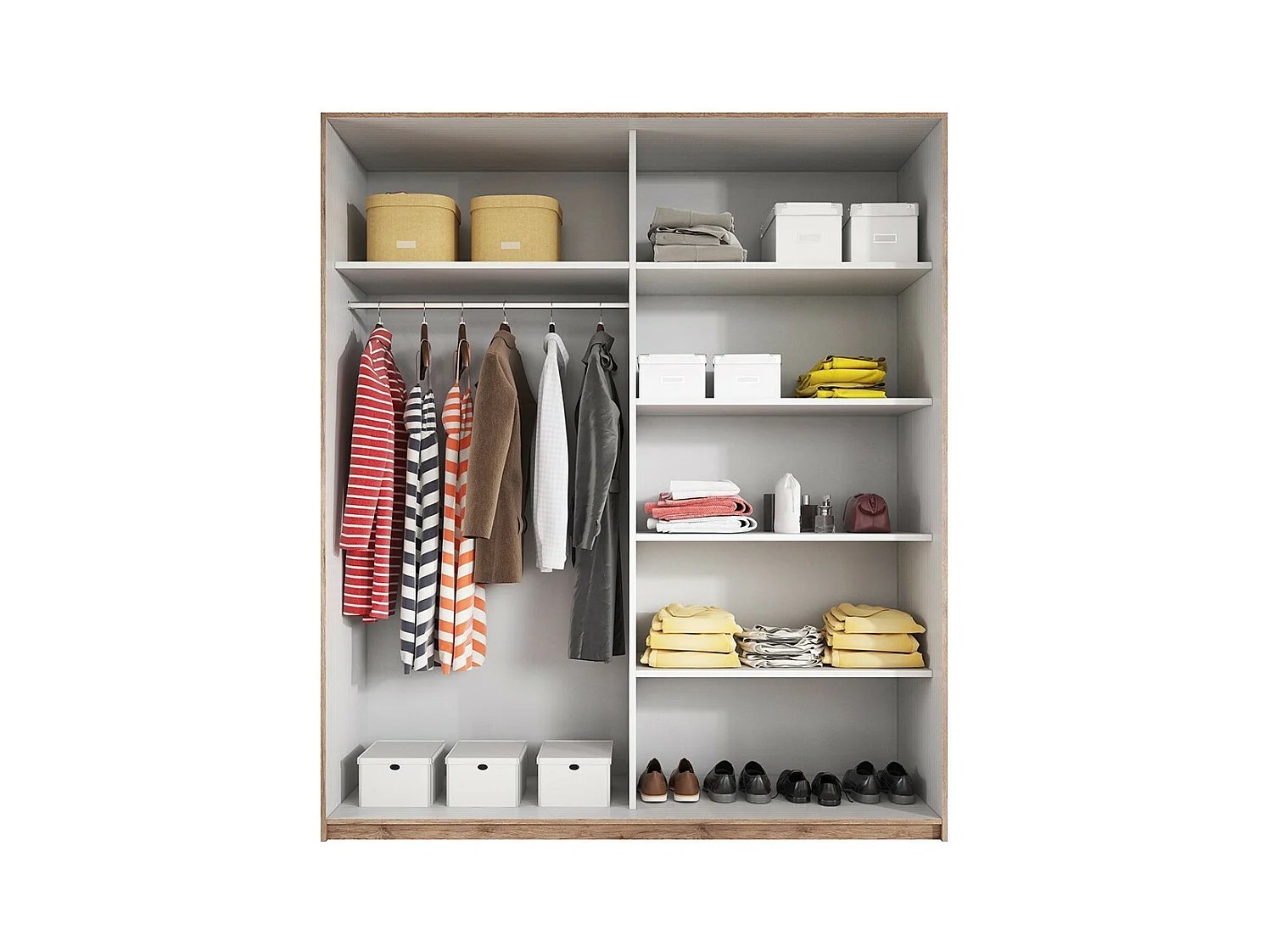 Armoire design 2 portes 200cm couleur chêne clair et blanc. Collection EOS