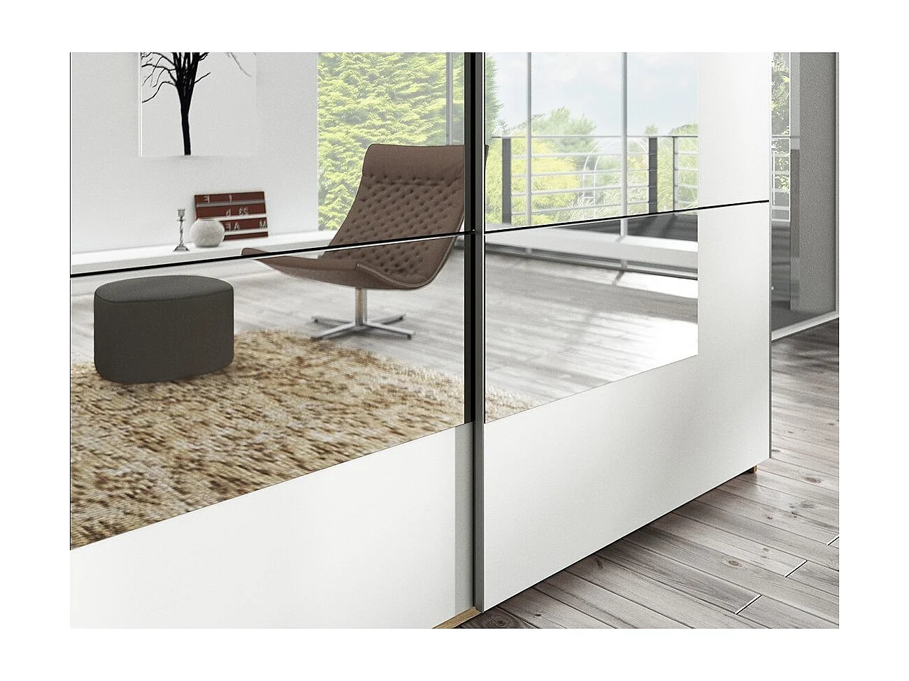 Armoire design 2 portes 200cm couleur chêne clair et blanc. Collection EOS