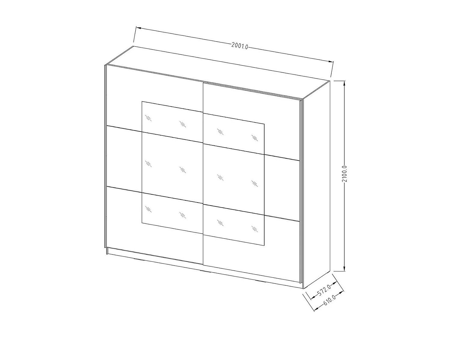 Armoire design 2 portes 200cm couleur chêne clair et blanc. Collection EOS