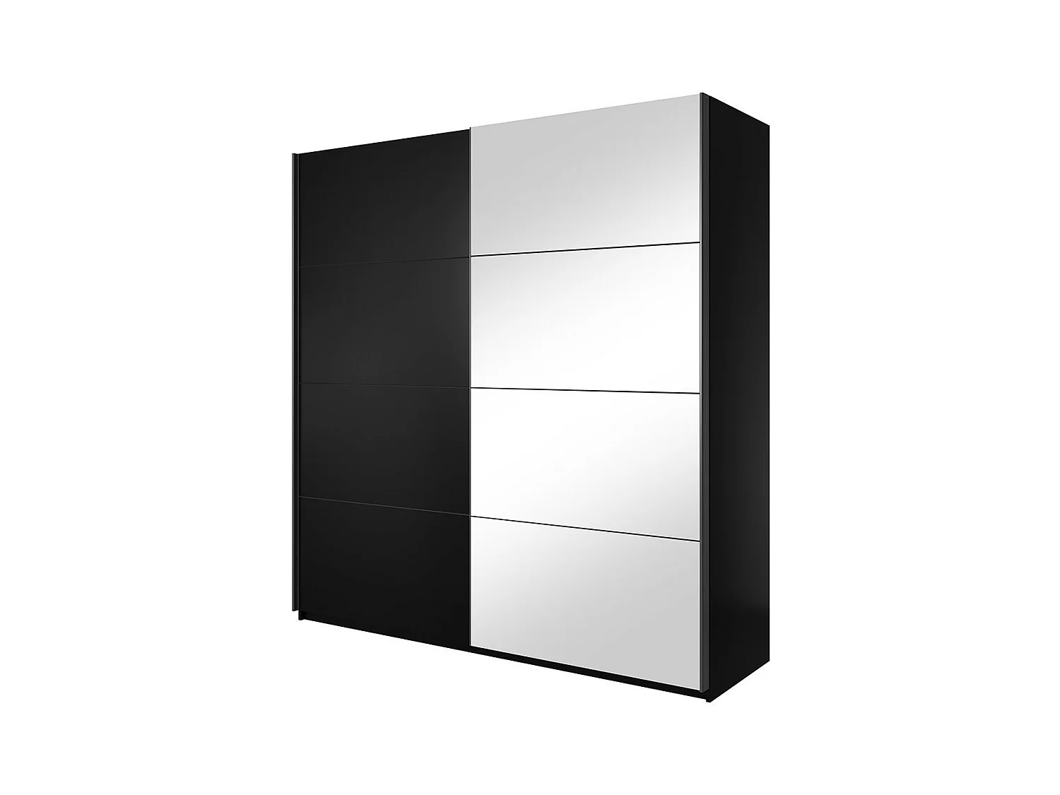 Armoire design 180cm. 2 portes avec miroirs modulables. Couleur noir mat. Collection EOS