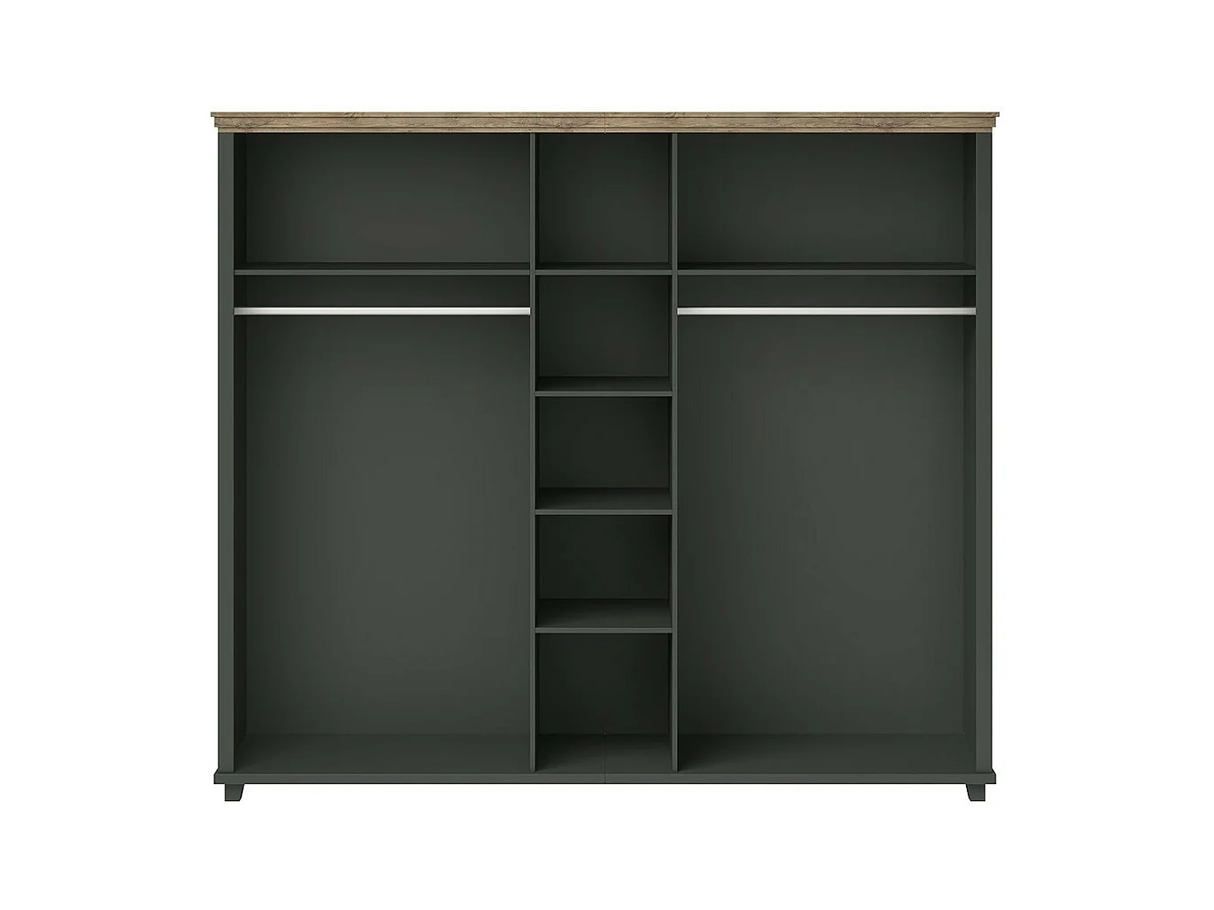 Armario 250x220 con 5 puertas. Color verde caqui y roble. Colección ASSIA.