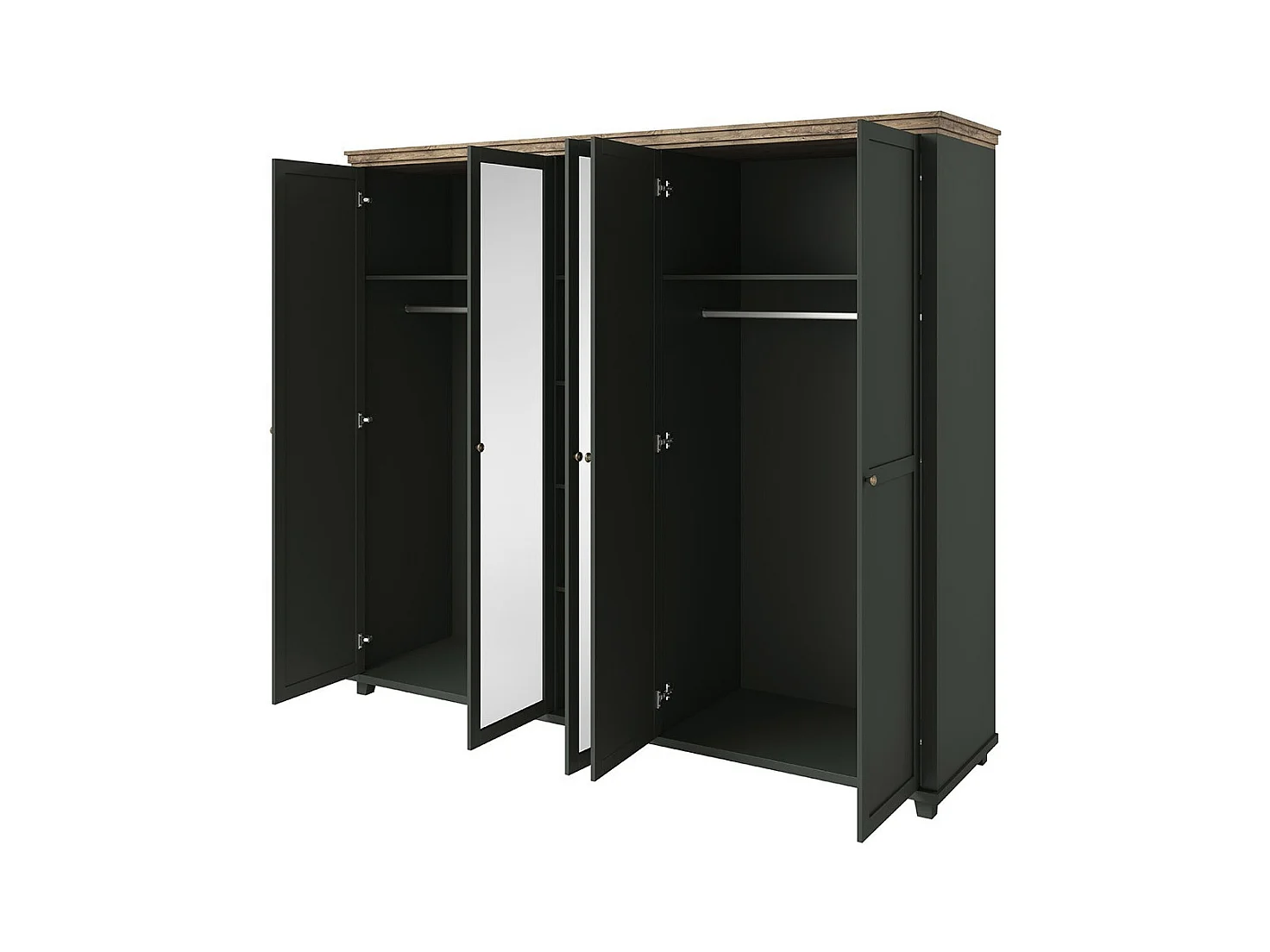 Kast 250x220 met 5 deuren. Kleur kakigroen en eiken. Collectie ASSIA