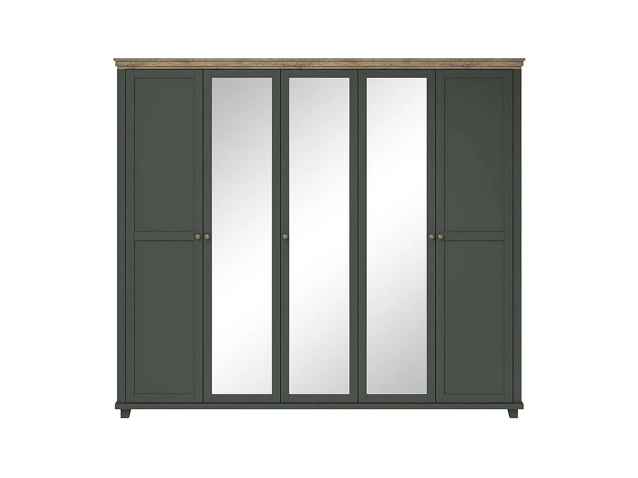 Kast 250x220 met 5 deuren. Kleur kakigroen en eiken. Collectie ASSIA