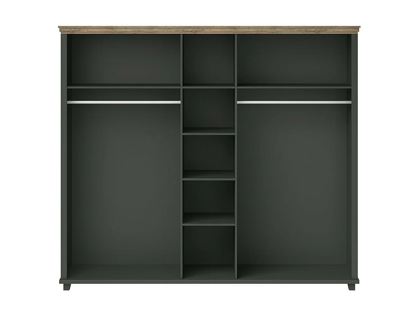 Armoire 250x220 avec 5 portes. Coloris vert kaki et chêne. Collection ASSIA