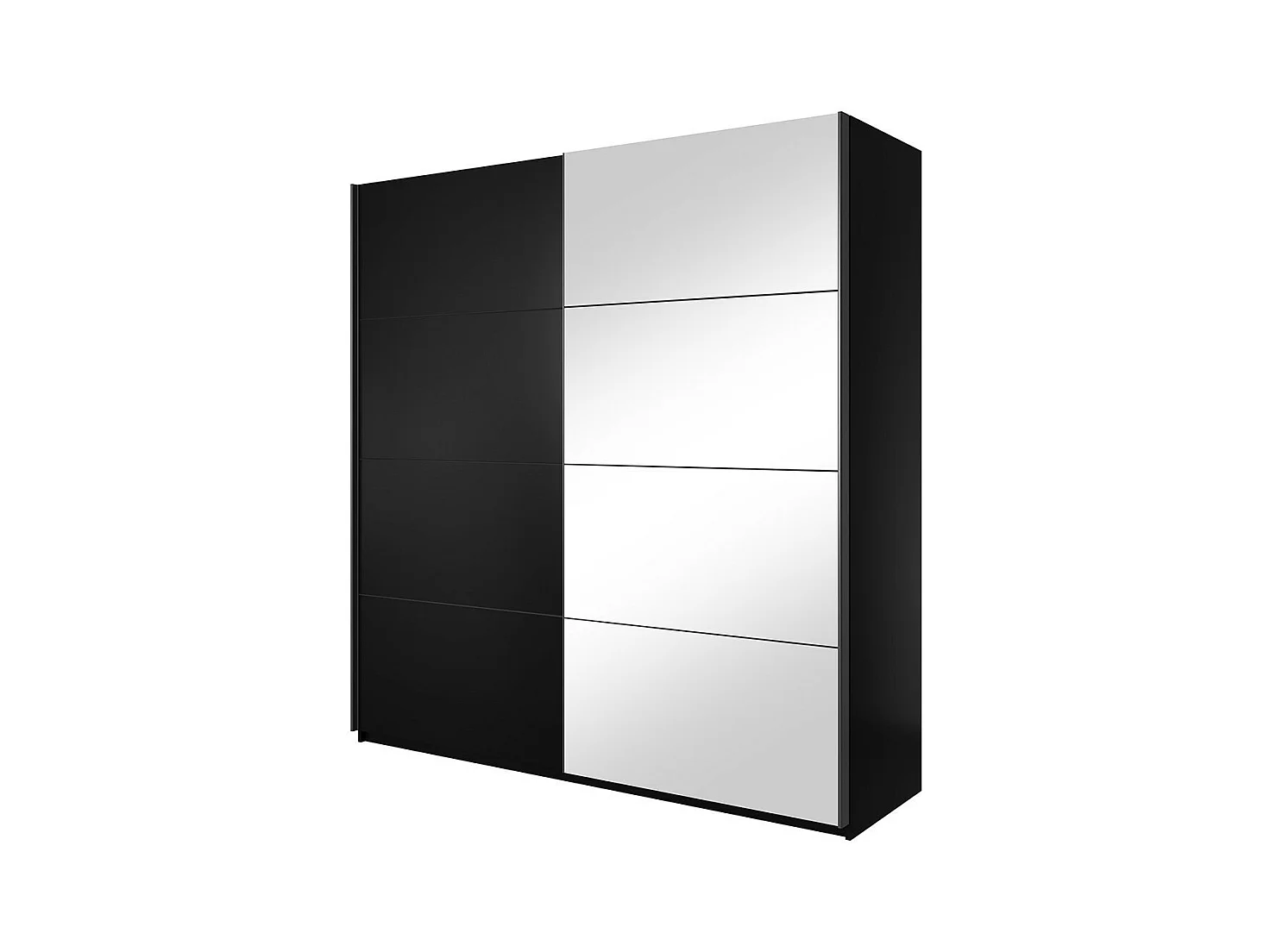 Armoire EOS 2 portes avec miroirs modulables - noir mat - 200 x 61 x 210 cm