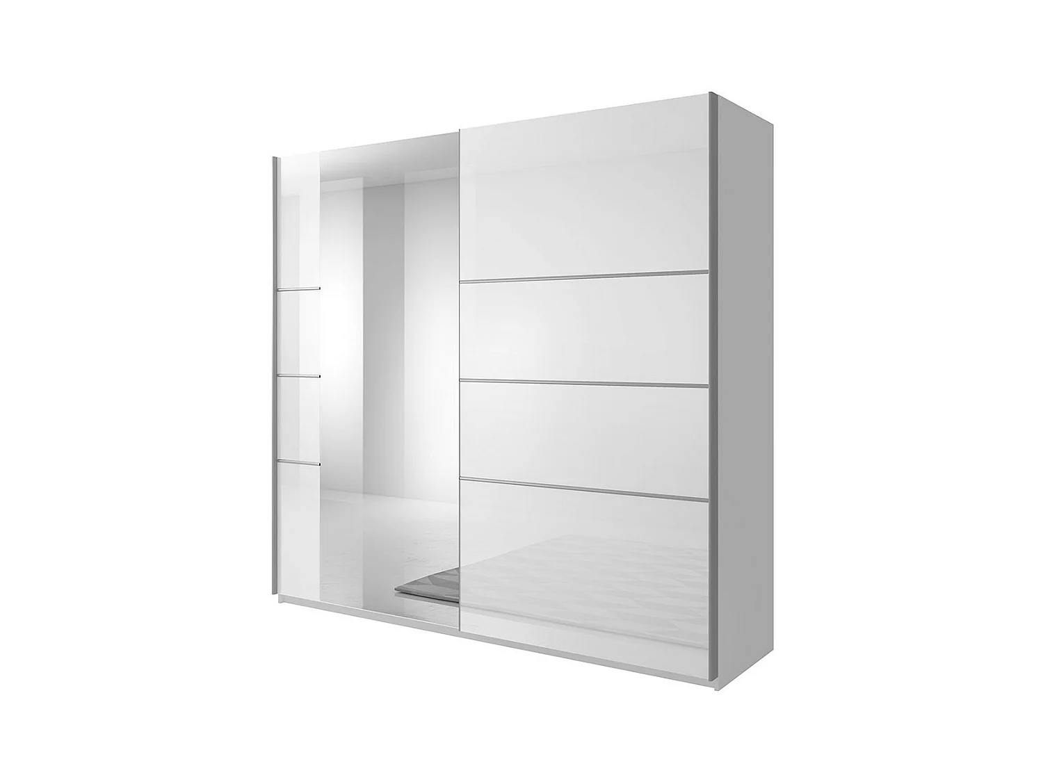 Armoire design 2 portes 220 cm avec miroir. Couleur blanc brillant. Collection EOS