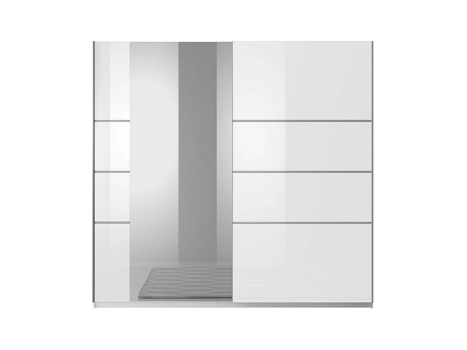 Armoire design 2 portes 220 cm avec miroir. Couleur blanc brillant. Collection EOS