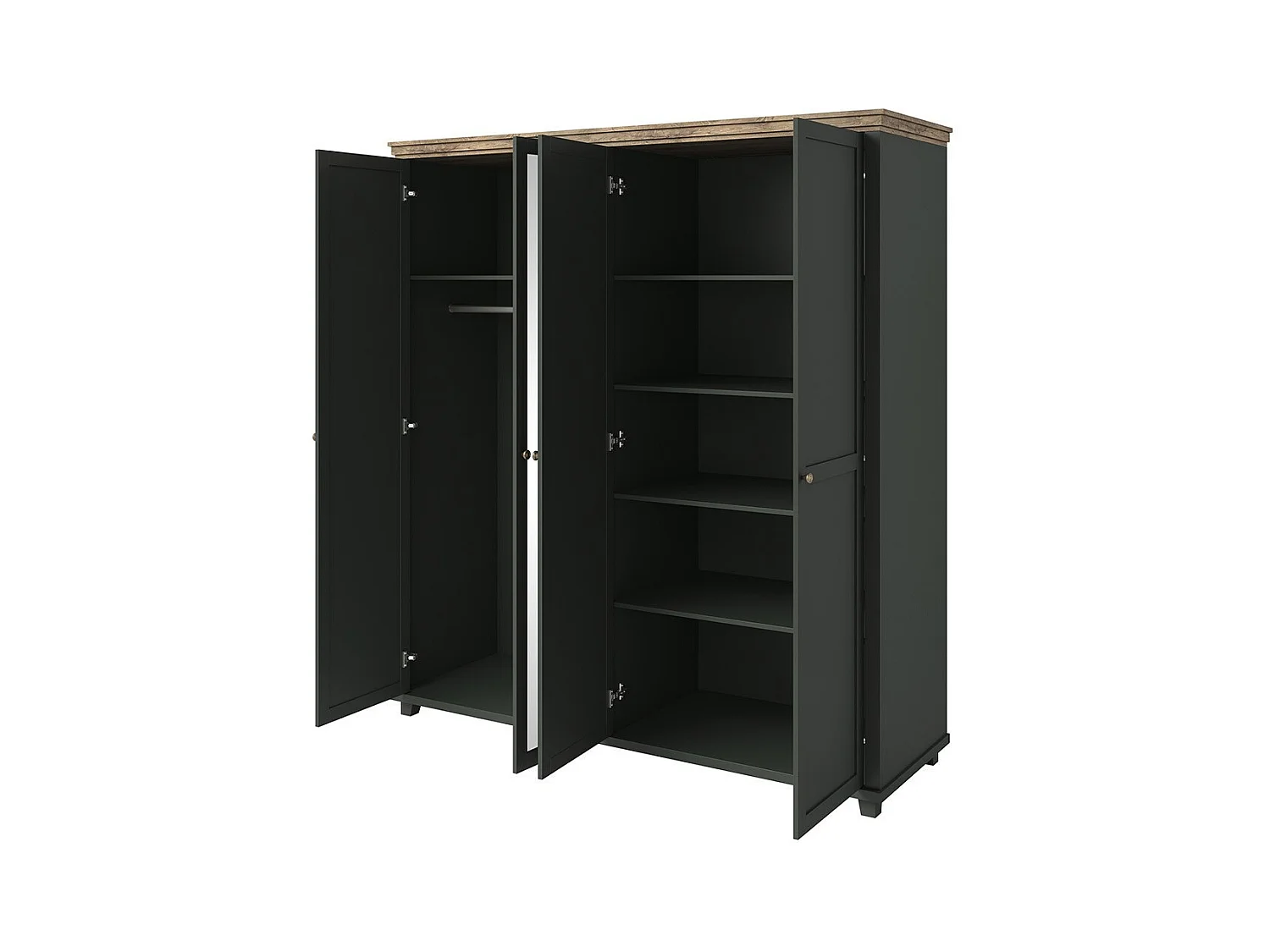 Schrank 200x220 mit 4 Türen. Farbe Khakigrün und Eiche. Kollektion ASSIA.