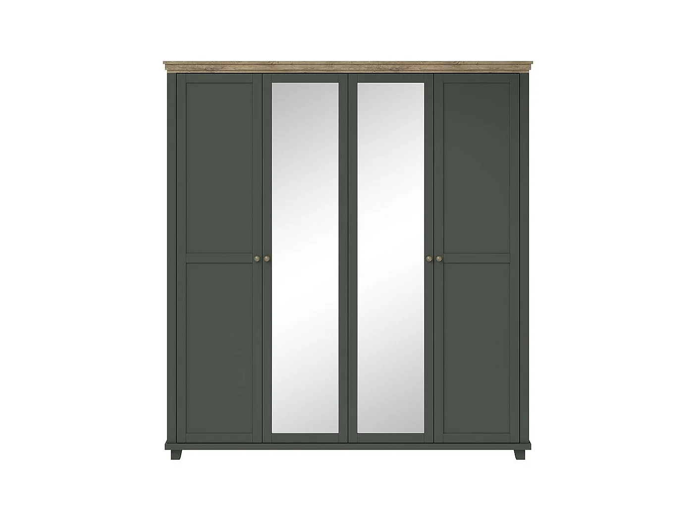 Armoire 200x220 avec 4 portes. Coloris vert kaki et chêne. Collection ASSIA