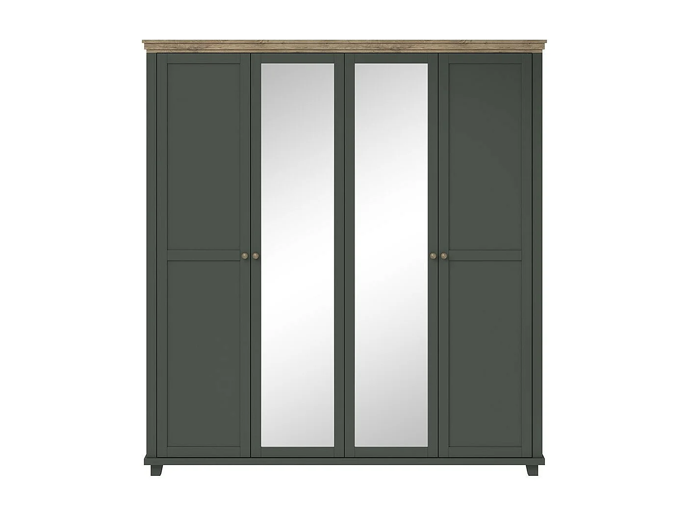 Armoire 200x220 avec 4 portes. Coloris vert kaki et chêne. Collection ASSIA