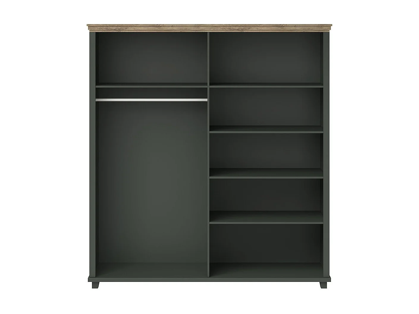 Armoire 200x220 avec 4 portes. Coloris vert kaki et chêne. Collection ASSIA