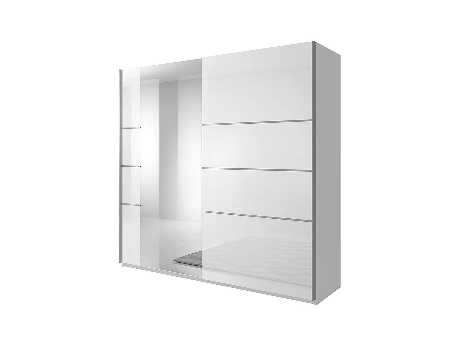 Armario de diseño 2 puertas 180 cm con espejo. Color blanco brillante. Colección EOS