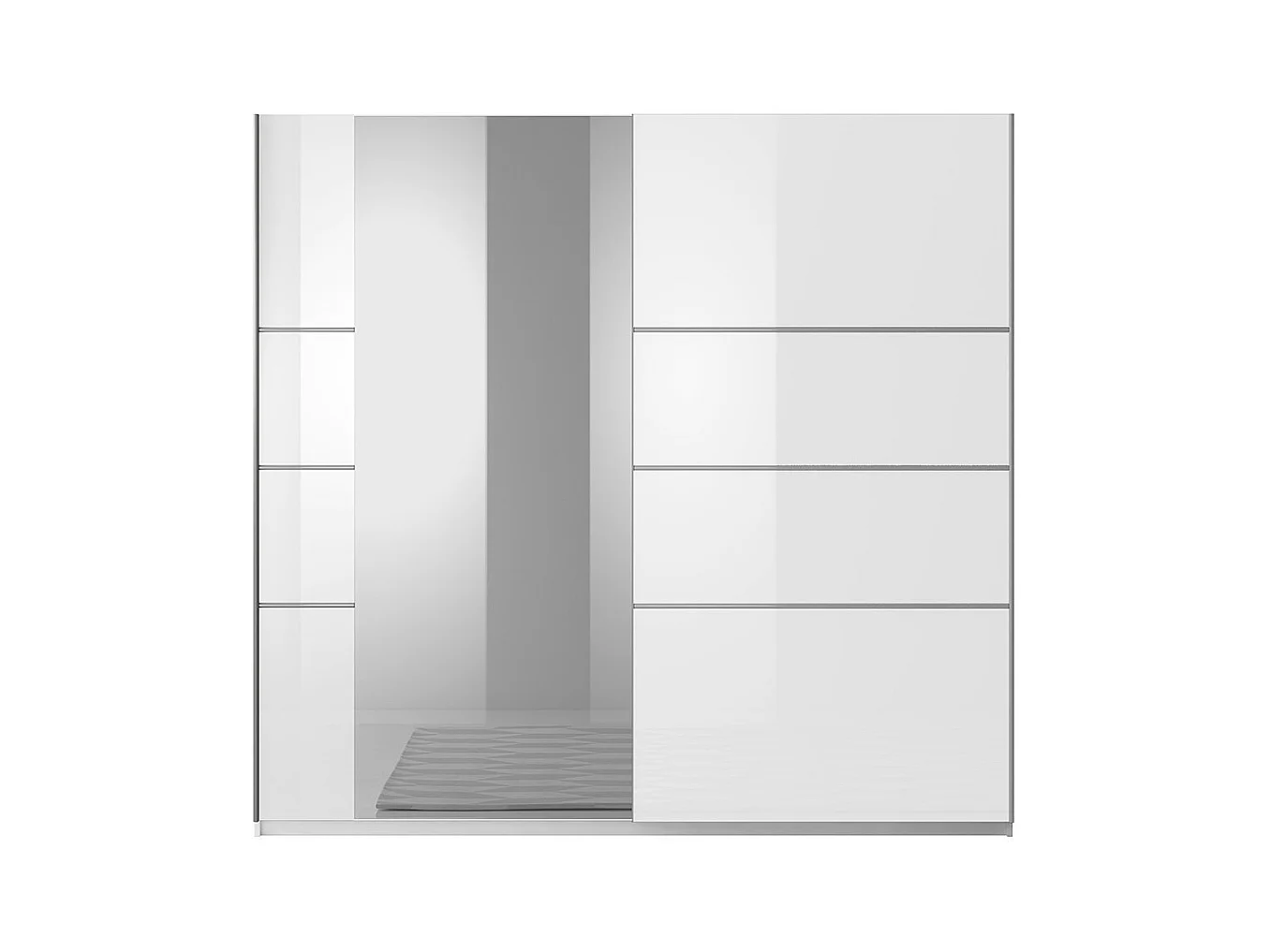 Armoire design 2 portes 180 cm avec miroir. Couleur blanc brillant. Collection EOS