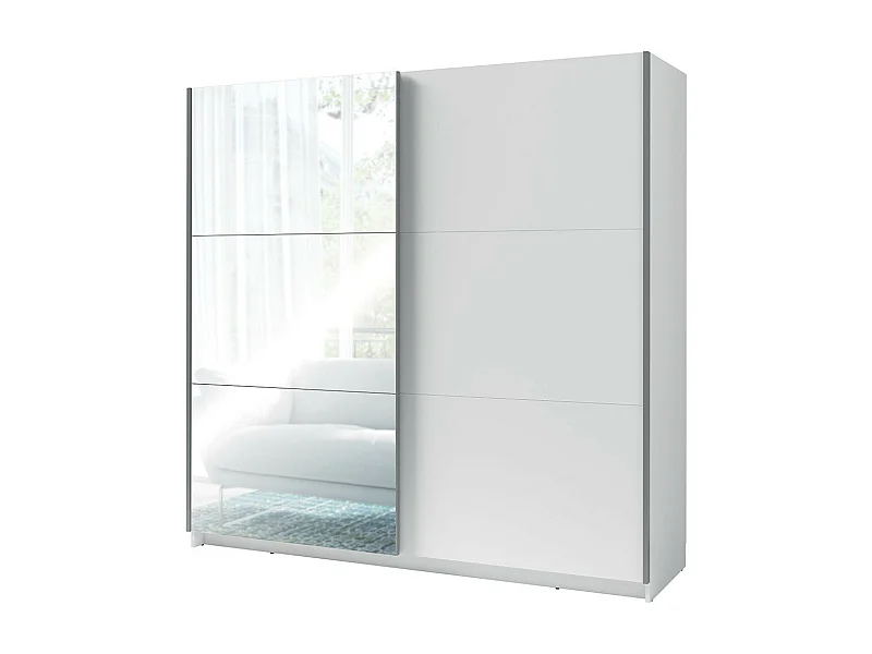 Armario, guardarropa de 200 cm con 2 puertas correderas con espejo - blanco - Colección ARSALA